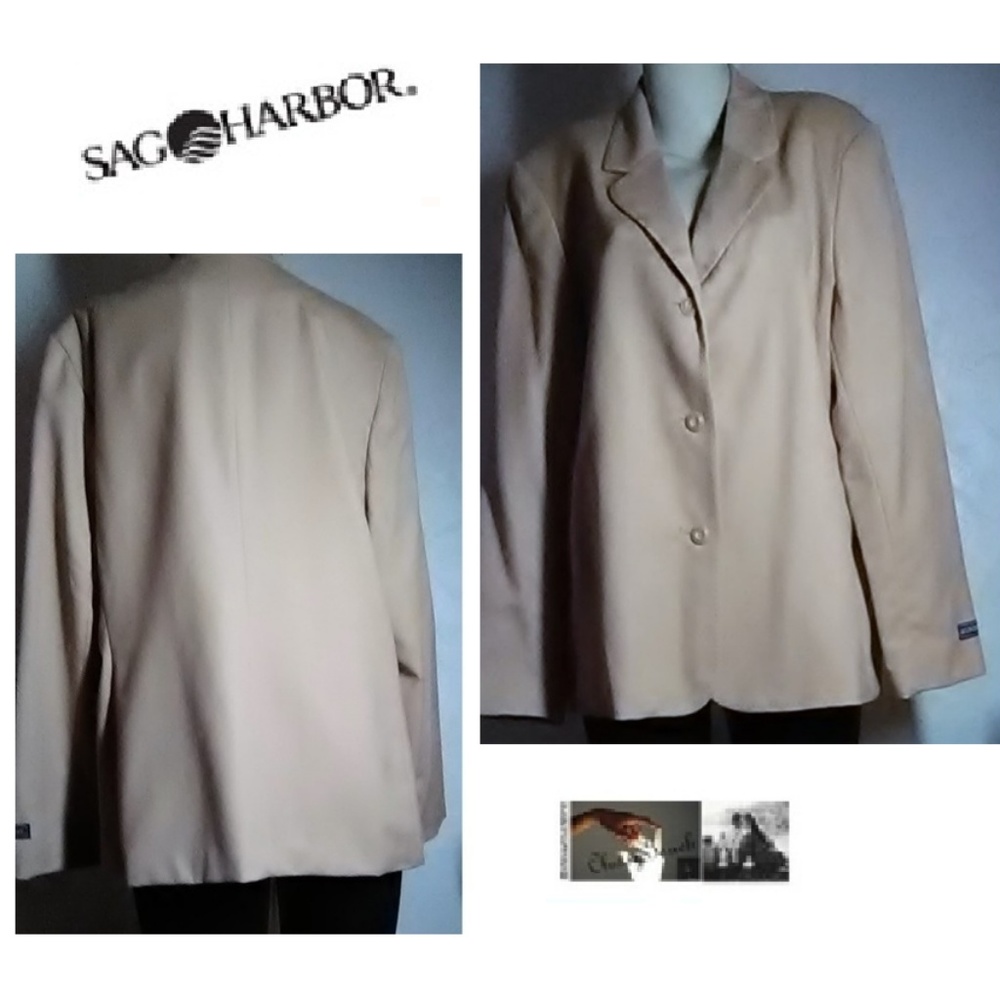 Sag Harbor New Beige Wool Blazer Size 18